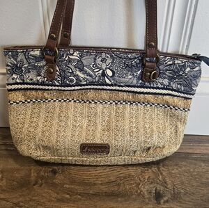 Sakroots Floral Navy and Tan Tote